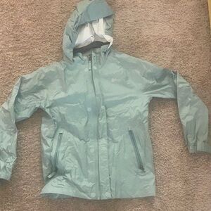 REI Ligh Real/Blue Hooded Raincoat with Water-Resistant Fabric XS